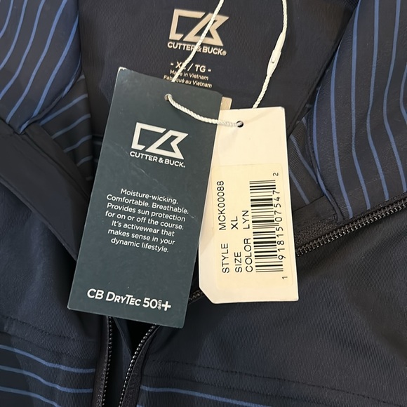 Cutter & Buck Traverse Stretch Stripe Eco Quarter Zip Mens Pullover - Picture 3 of 5